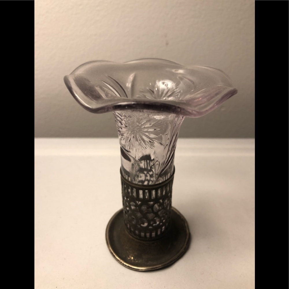 Antique Art Deco Bud Vase With Silver Base